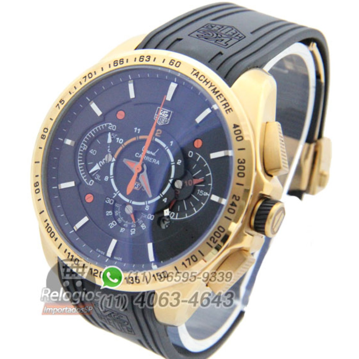 Rel gio R plica Tag Heuer Grand Carrera Rs3 Preto Laranja New
