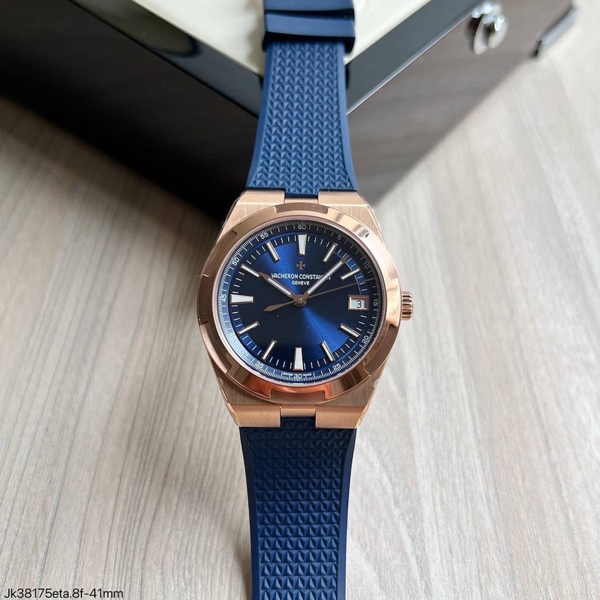SUPER CLONE M QUINA ETA VACHERON CONSTANTIN OVERSEAS ROSE AZUL 41MM