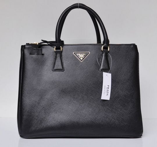 Réplica de Bolsa Prada Classic Safiano Preta G - couro legítimo