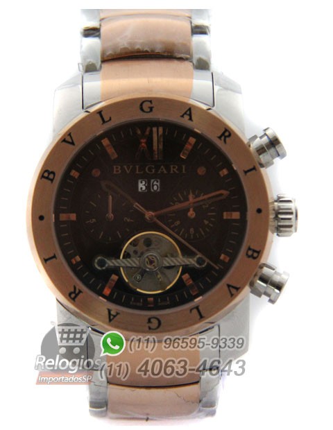 Relógio Réplica Bulgari Homem de Ferro Rosê New Limited