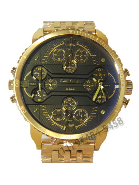 Relógio Réplica Diesel 4 maquinas Dourado Preto