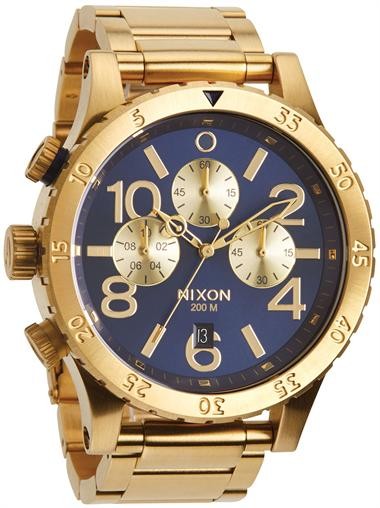 Relógio Réplica Nixon 48-20 Chrono Dourado Azul Sunray