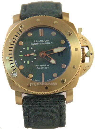 Relógio Réplica Panerai Submersible Gold Green