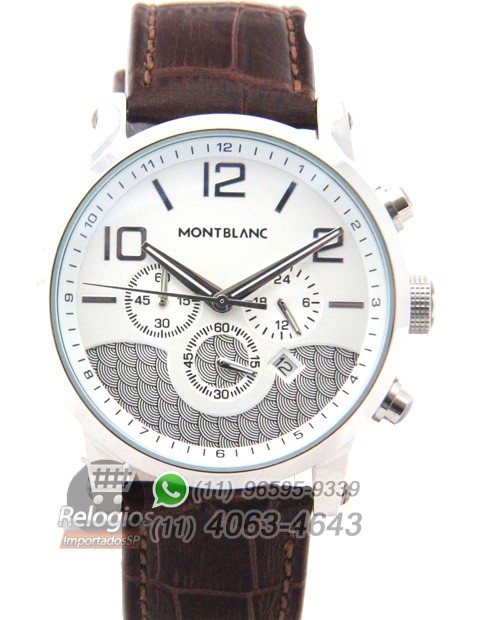 Relógio Réplica Montblanc Chronograph Branco Marron