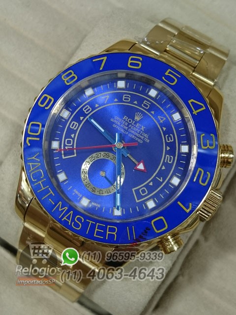 Relógio Réplica Rolex Oyster Yacht Master II Dourado Azul ( LANÇAMENTO 2015 )