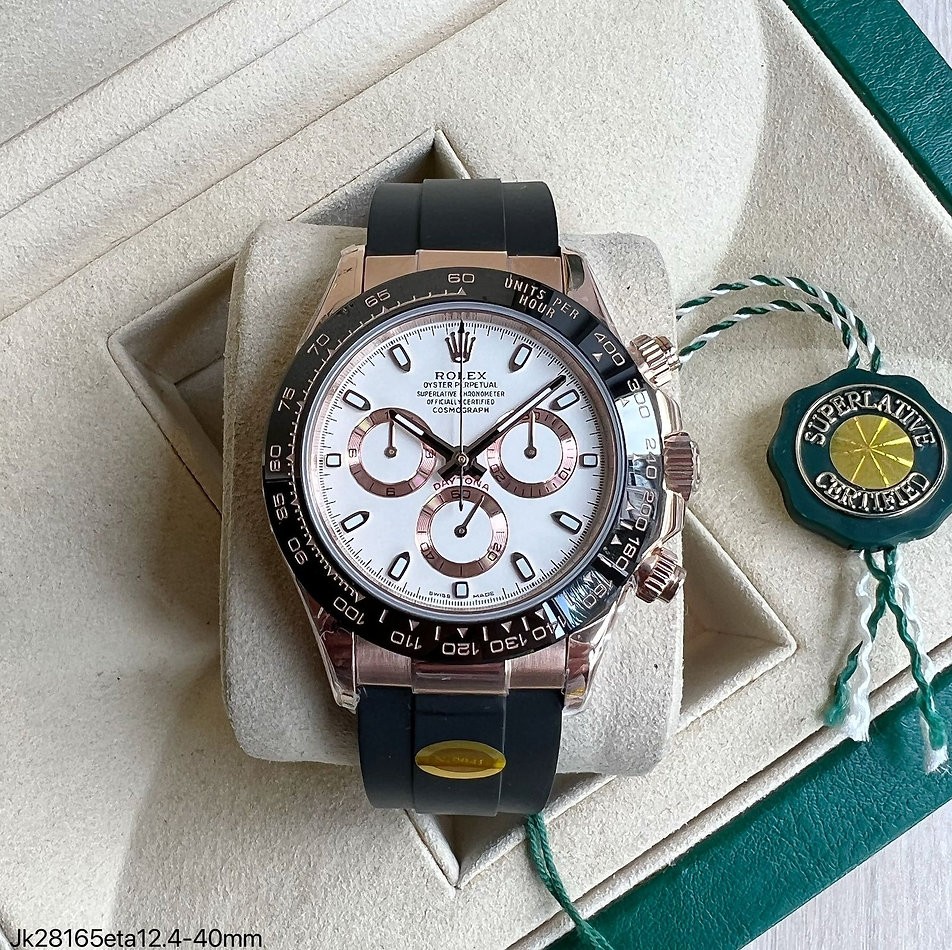 SUPER CLONE MÁQUINA ETA - ROLEX DAYTONA ROSE BORRACHA 40MM