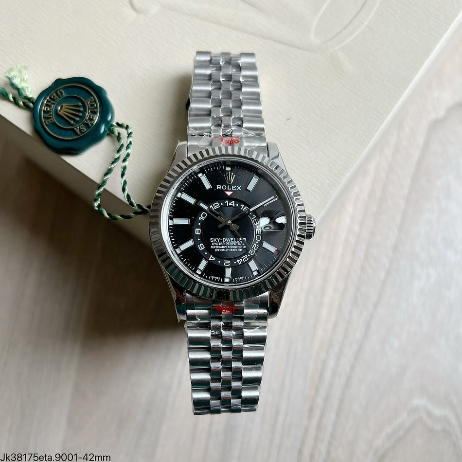 SUPER CLONE MÁQUINA ETA - ROLEX SKY-DWELLER JUBILEE PRETO 42MM