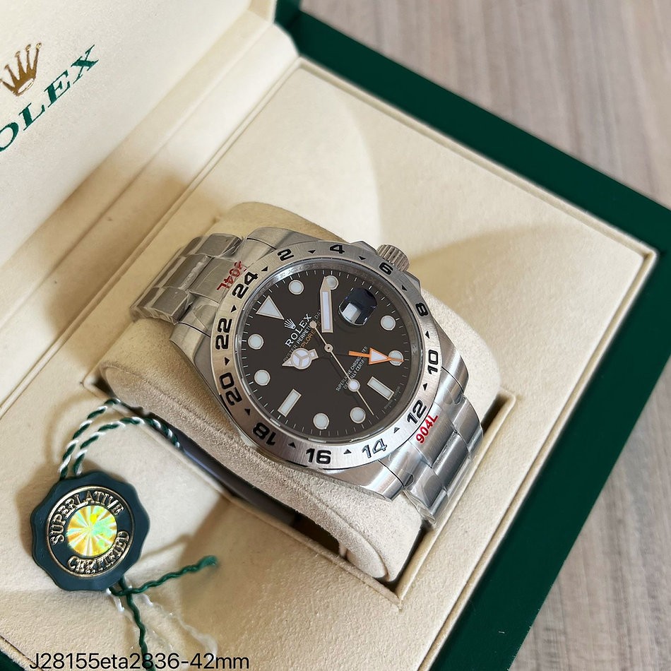 SUPER CLONE MÁQUINA ETA - ROLEX EXPLORER II PRETO 42MM