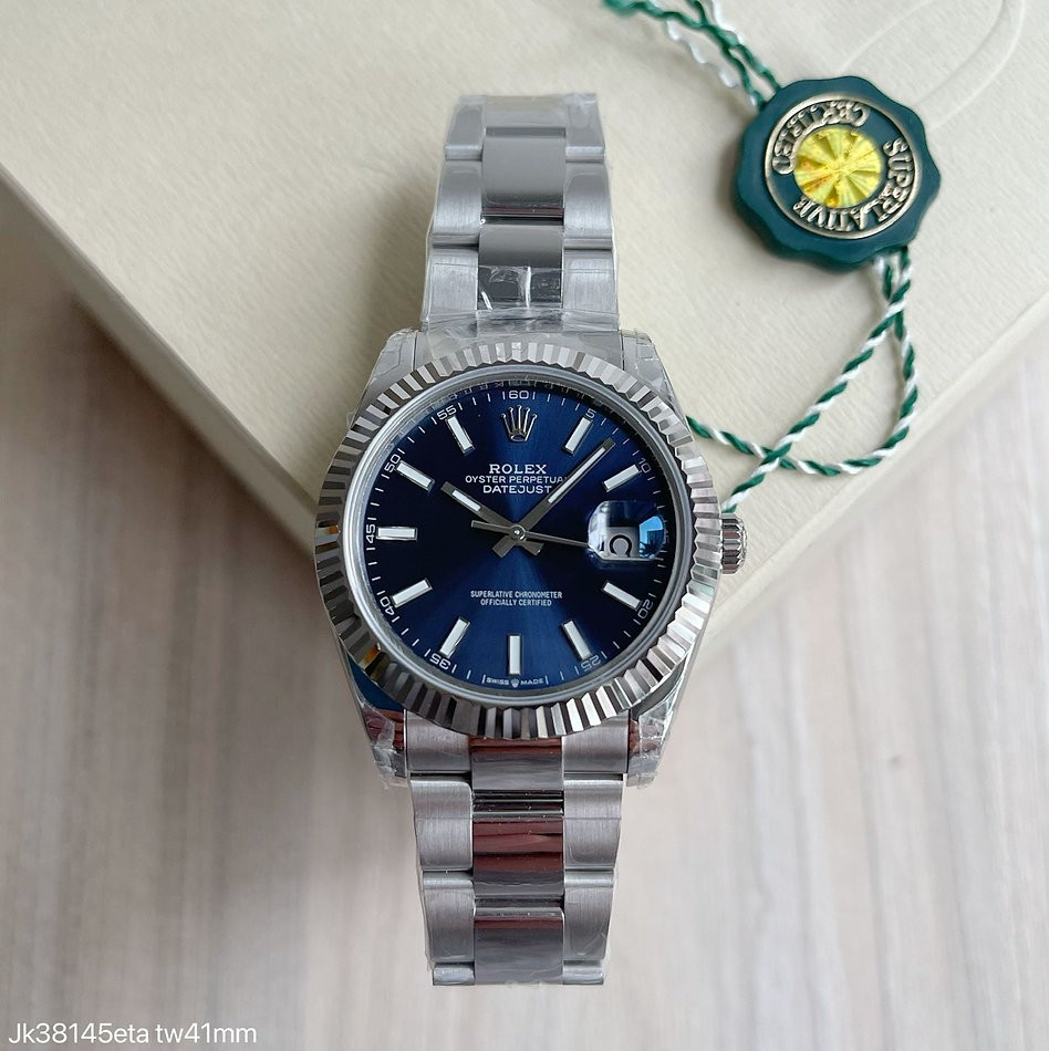  SUPER CLONE MÁQUINA ETA - ROLEX DATEJUST AZUL OYSTER 41MM 