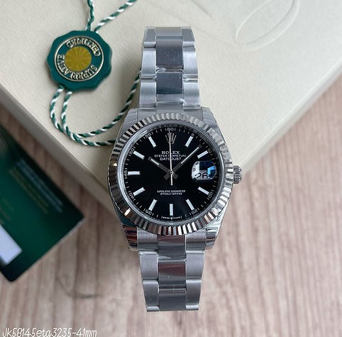  SUPER CLONE MÁQUINA ETA - ROLEX DATEJUST PRETO OYSTER 41MM