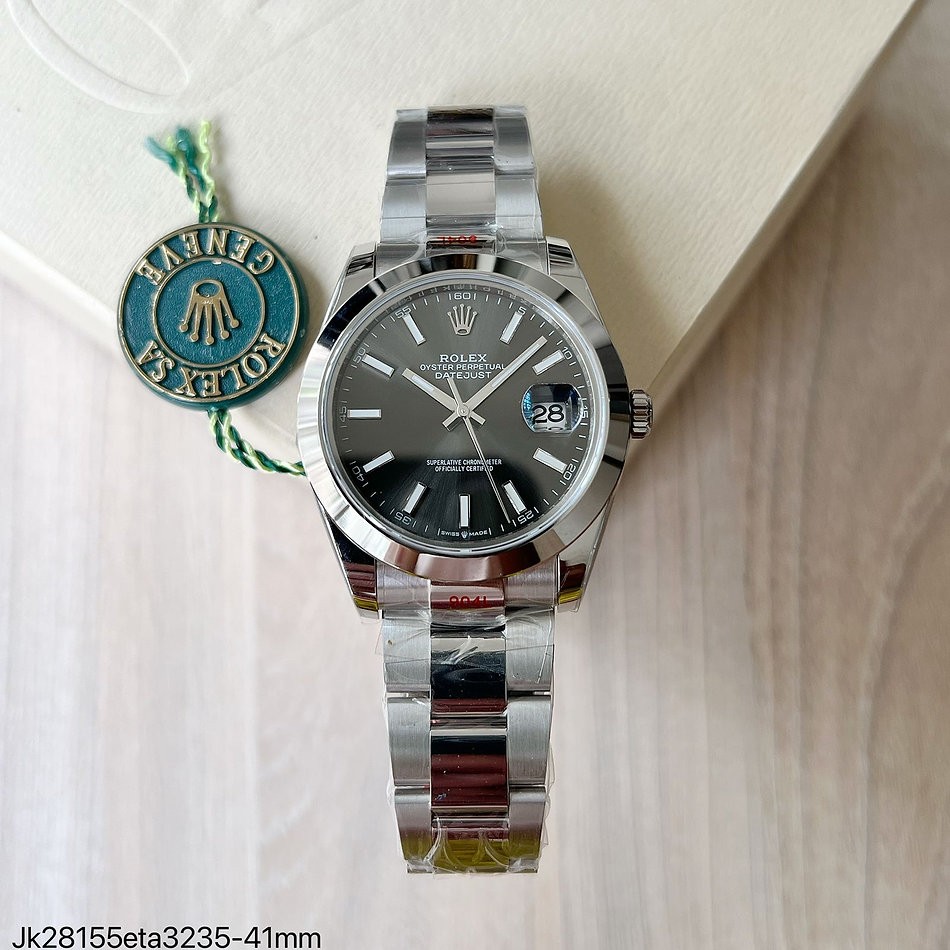  SUPER CLONE MÁQUINA ETA - ROLEX DATEJUST CINZA OYSTER 41MM
