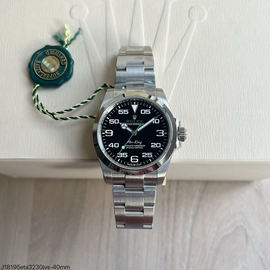 SUPER CLONE MÁQUINA ETA - ROLEX AIR KING OYSTER PERPETUAL PRETO 40MM