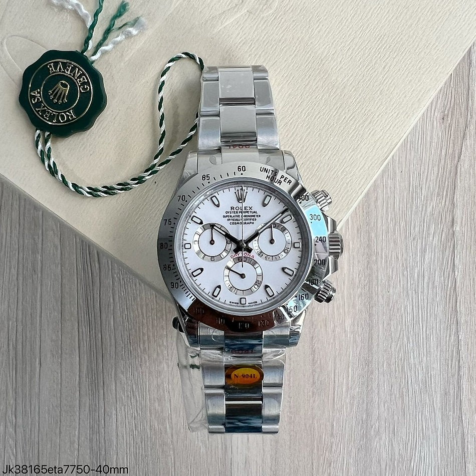 SUPER CLONE MÁQUINA ETA - ROLEX DAYTONA PRATA BRANCO 40MM