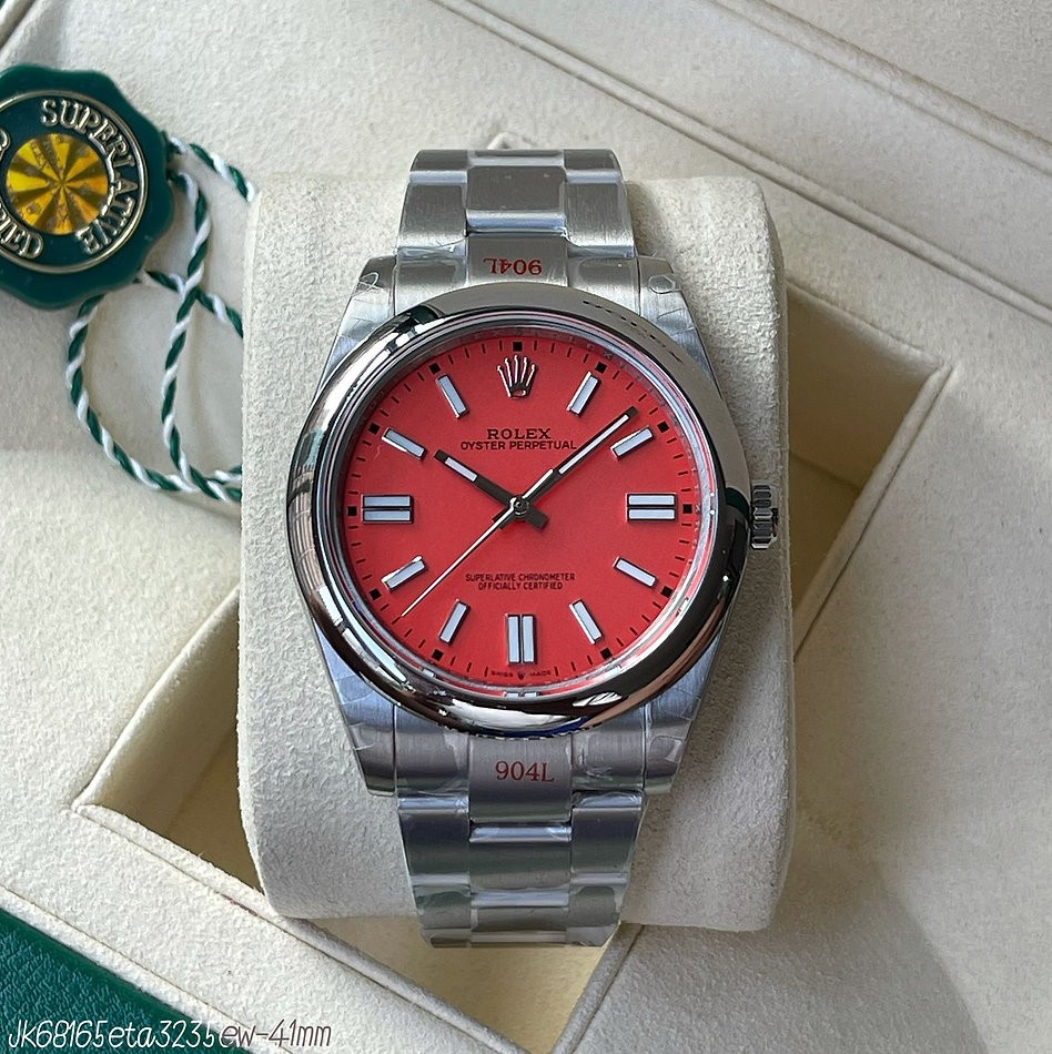 SUPER CLONE MÁQUINA ETA - ROLEX OYSTER PERPETUAL VERMELHO 41MM