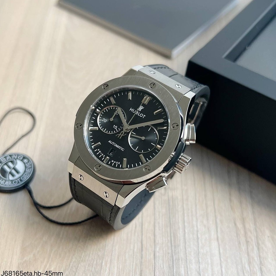  SUPER CLONE MÁQUINA ETA - HUBLOT CLASSIC FUSION CHRONOGRAPH PRATA 45MM