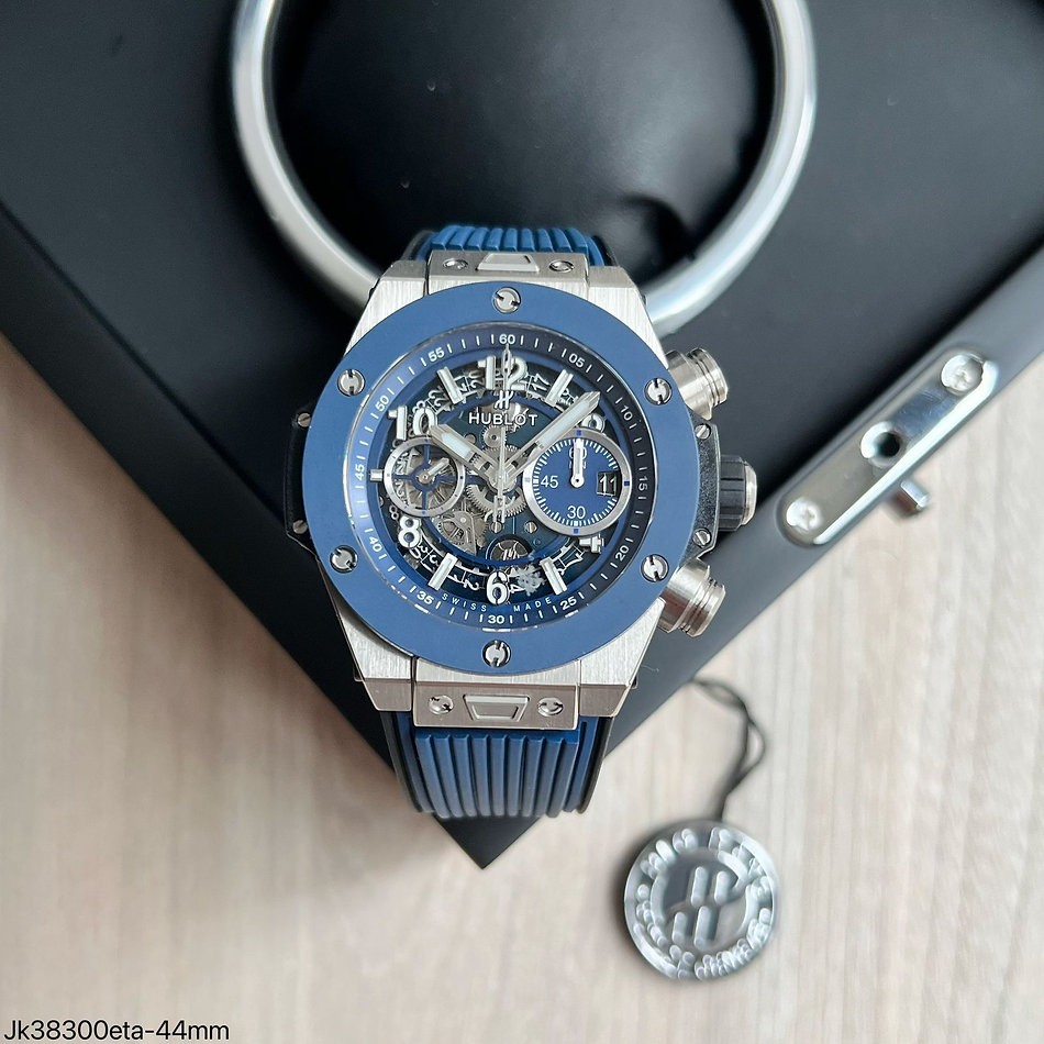  SUPER CLONE MÁQUINA ETA - HUBLOT BIG BANG UNICO 44MM PRATA AZUL