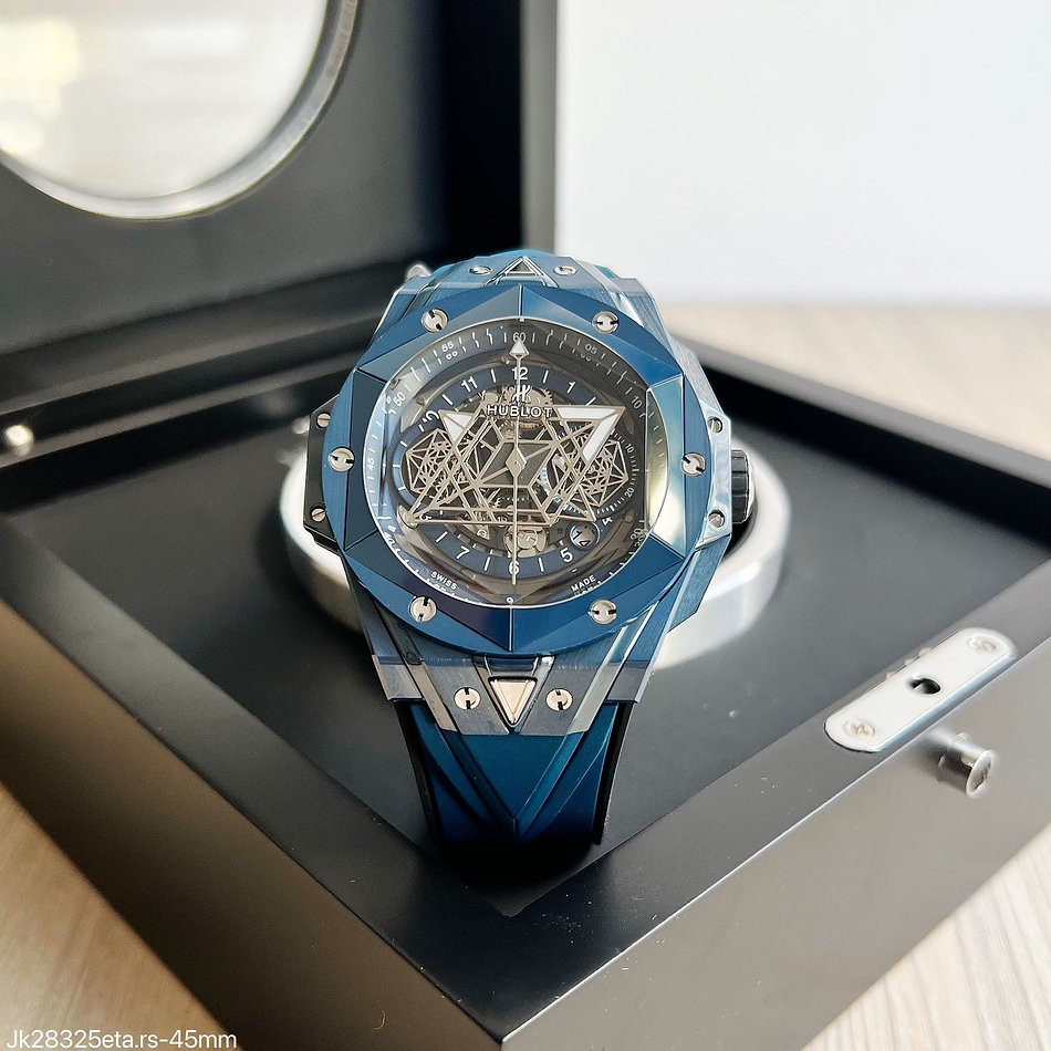  SUPER CLONE MÁQUINA ETA - HUBLOT BIG BANG SANG BLUE II CERÂMICA AZUL 45MM