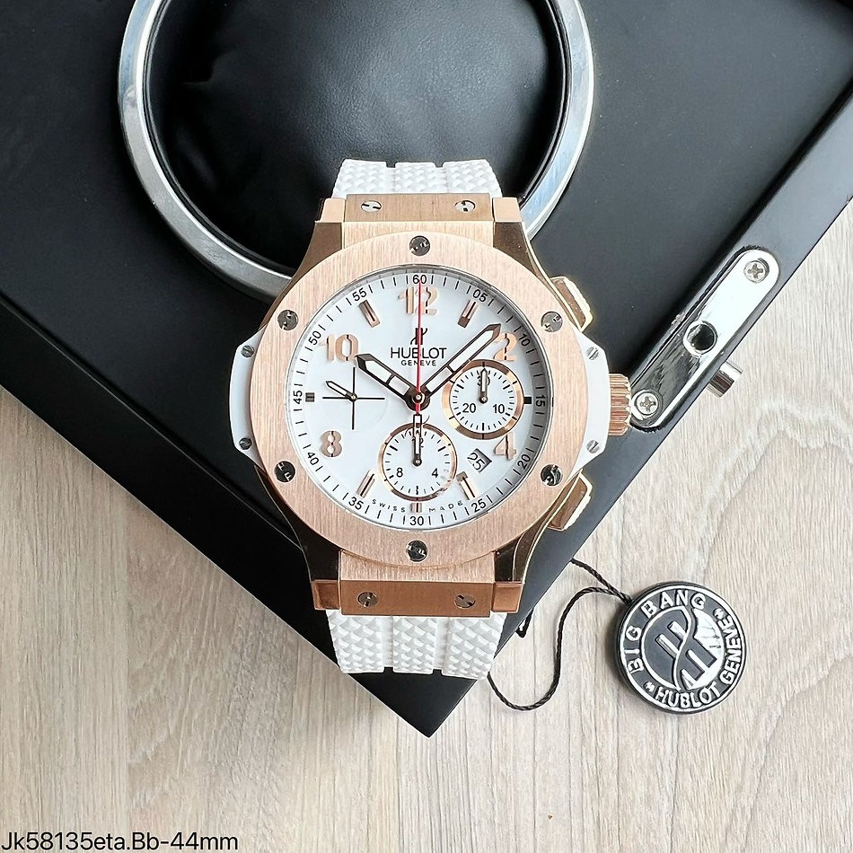  SUPER CLONE MÁQUINA ETA - HUBLOT BIG BANG 44MM ROSE BRANCO