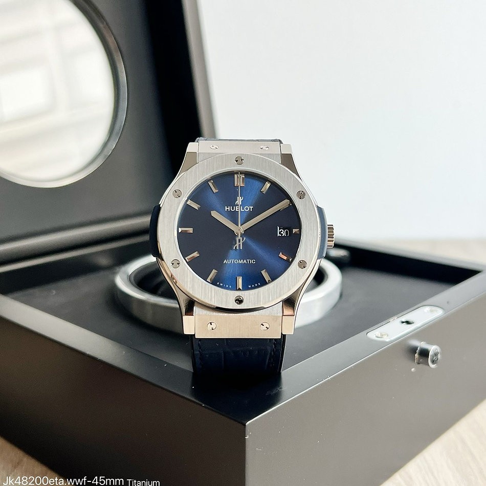  SUPER CLONE MÁQUINA ETA - HUBLOT CLASSIC FUSION 45MM AZUL COURO