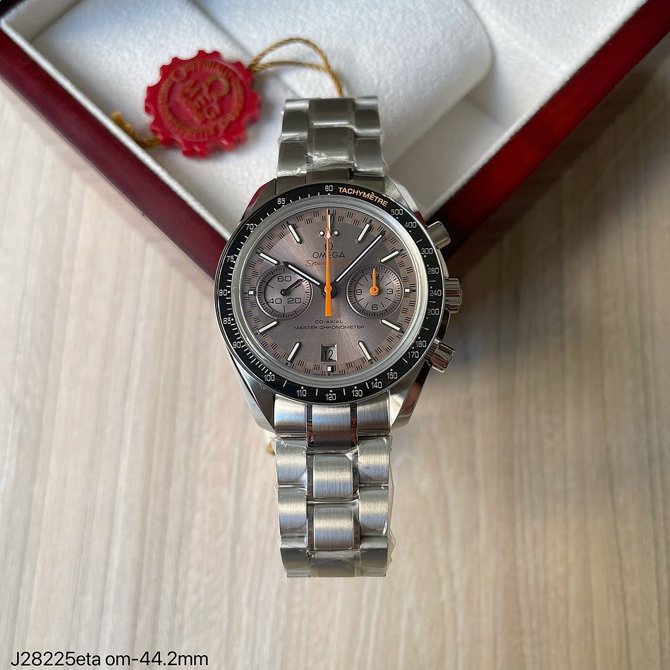  SUPER CLONE MÁQUINA ETA - OMEGA SPEEDMASTER RACING MASTER CINZA 44MM