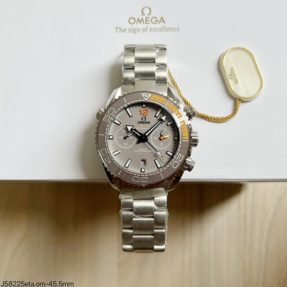  SUPER CLONE MÁQUINA ETA - OMEGA SPEEDMASTER PLANET OCEAN CINZA 45,5MM