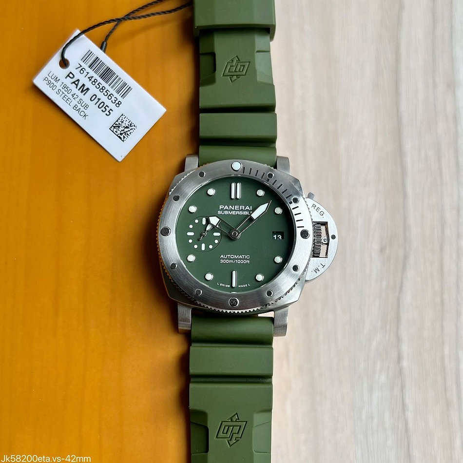  SUPER CLONE MÁQUINA ETA - PANERAI SUBMERSIBLE VERDE MILATAR PAM01055 42MM