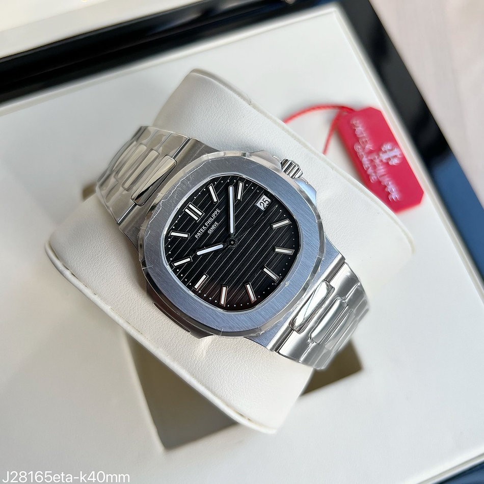  SUPER CLONE MÁQUINA ETA - PATEK PHILIPPE NAUTILUS 40MM PRATA PRETO