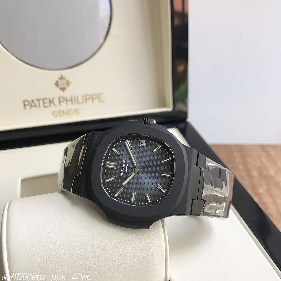  SUPER CLONE MÁQUINA ETA - PATEK PHILIPPE NAUTILUS 40MM PRETO AZUL