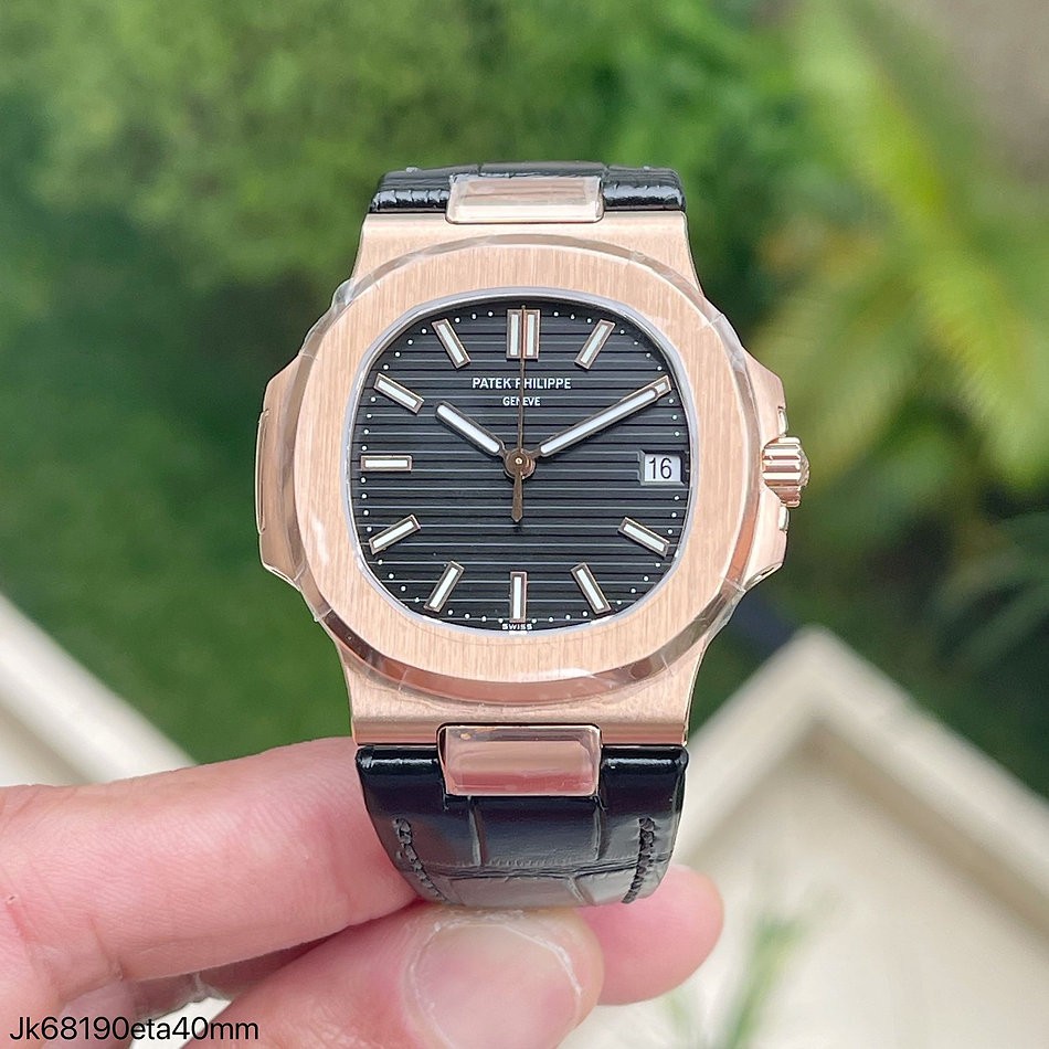  SUPER CLONE MÁQUINA ETA - PATEK PHILIPPE NAUTILUS 40MM ROSE PRETO