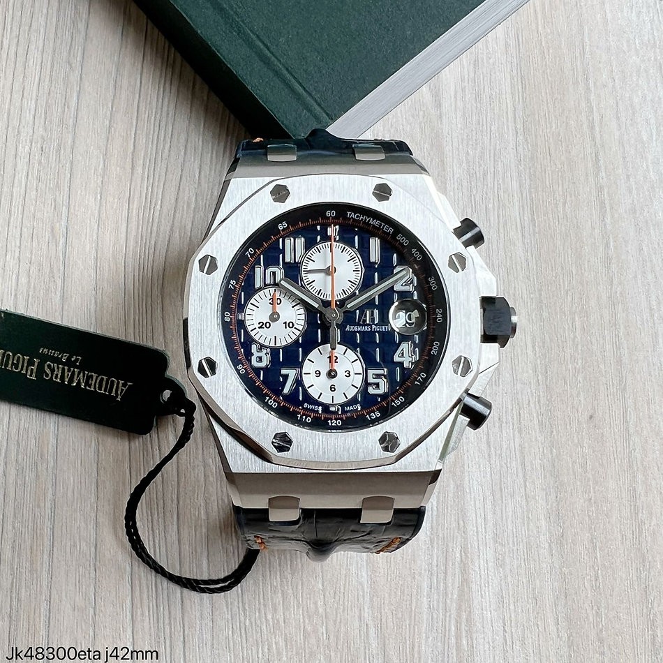  SUPER CLONE MÁQUINA ETA -  AUDEMARS PIGUET ROYAL OAK OFFSHORE 42MM COURO AZUL