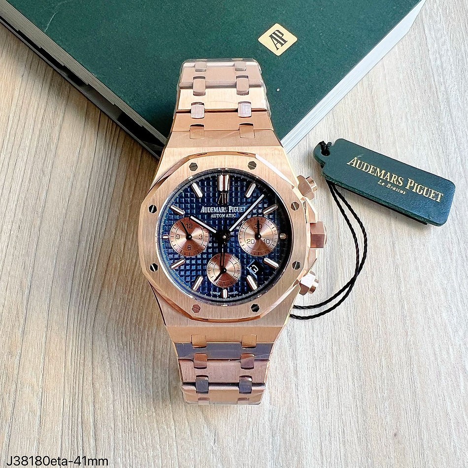  SUPER CLONE MÁQUINA ETA - AUDEMARS PIGUET ROYAL OAK 41MM ROSE AZUL