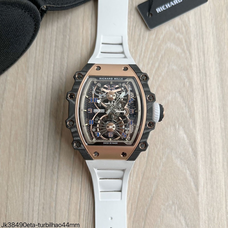  SUPER CLONE MÁQUINA ETA - RICHARD MILLE RM 21-01 CARBON ROSE BRANCO
