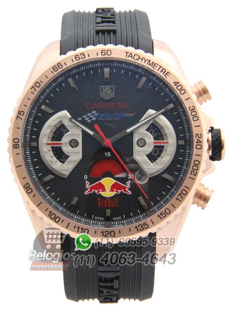 Relógio Réplica Tag Heuer Carrera Red Bull Rosê Preto