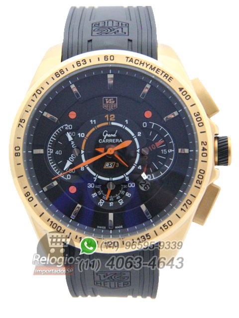 Relógio Réplica Tag Heuer Grand Carrera Rs3 Preto Laranja ( New )