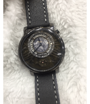 Replica de Relógio Cartier AU750 Couro Preto
