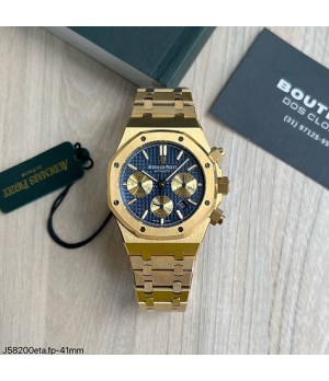 SUPER CLONE MÁQUINA ETA - AUDEMARS PIGUET ROYAL OAK 41MM DOURADO AZUL