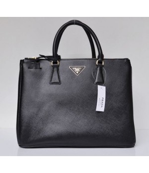 Réplica de Bolsa Prada Classic Safiano Preta G - couro legítimo