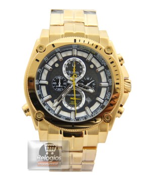 Relógio Réplica Bulova 96b175 Gold Black