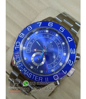 Relógio Ráplica Rolex Oyster Yacht Master II Prata Azul ( LANÇAMENTO 2015 )