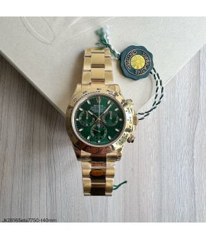 SUPER CLONE MÁQUINA ETA - ROLEX DAYTONA DOURADO VERDE 40MM