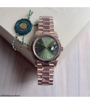 SUPER CLONE MÁQUINA ETA - ROLEX DAY-DATE II ROSE VERDE 40MM