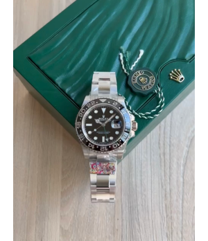 SUPER CLONE MÁQUINA ETA - ROLEX GMT MASTER II PRETO 40MM