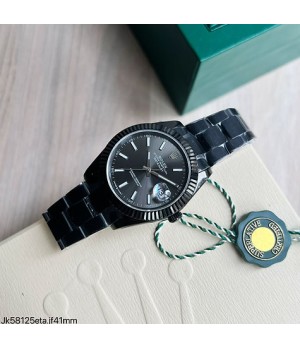 SUPER CLONE MÁQUINA ETA - ROLEX DATEJUST PRETO OYSTER 41MM