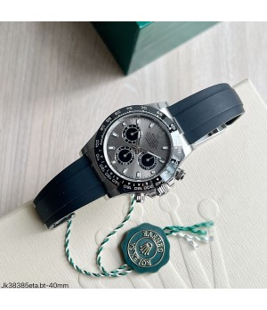  SUPER CLONE MÁQUINA ETA - ROLEX DAYTONA PRATA CINZA BORRACHA 40MM