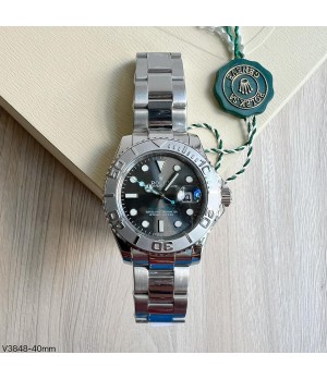  SUPER CLONE MÁQUINA ETA - ROLEX YACHT-MASTER RHODIUM CINZA 40MM