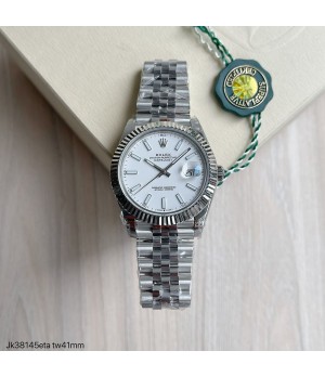  SUPER CLONE MÁQUINA ETA - ROLEX DATEJUST BRANCO JUBILEE 41MM 