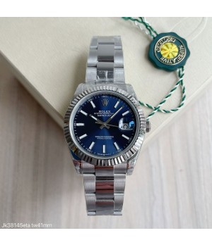  SUPER CLONE MÁQUINA ETA - ROLEX DATEJUST AZUL OYSTER 41MM 