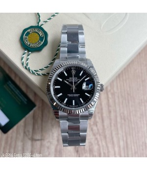  SUPER CLONE MÁQUINA ETA - ROLEX DATEJUST PRETO OYSTER 41MM