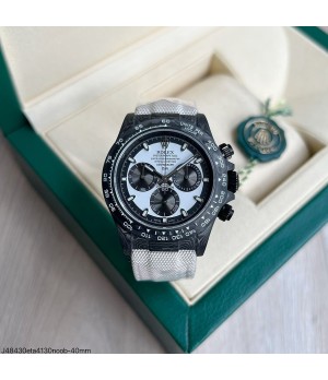 SUPER CLONE MÁQUINA ETA - ROLEX DAYTONA DIW CARBONO 40MM BRANCO