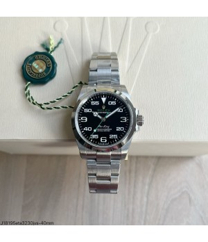 SUPER CLONE MÁQUINA ETA - ROLEX AIR KING OYSTER PERPETUAL PRETO 40MM